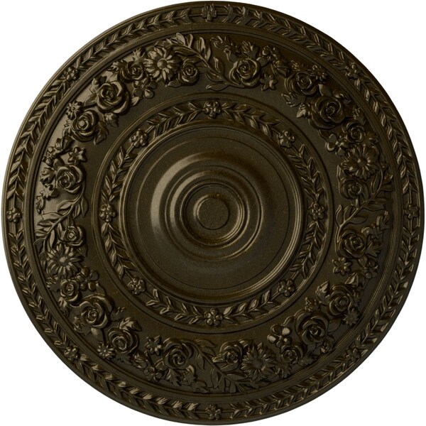 Ekena Millwork Rose Ceiling Medallion (Fits Canopies up to 13 1/2"), Hand-Painted Green Gold, 33 7/8"OD x 2 3/8"P CM33ROGGS - main